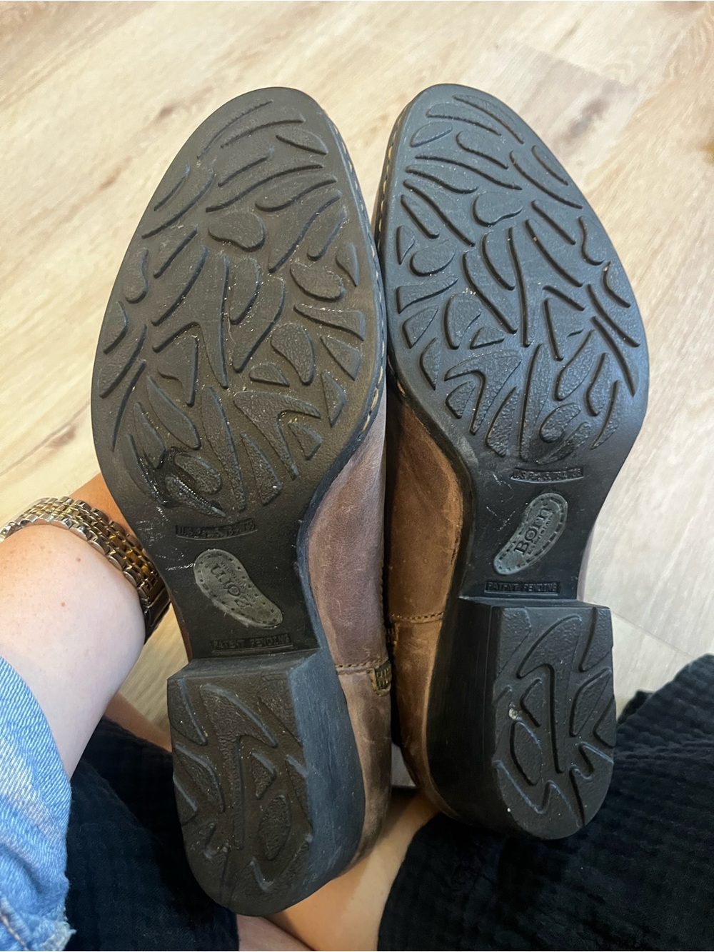 Born Brown and Black Leather Ankle Western Booties - Picture 5 of 7